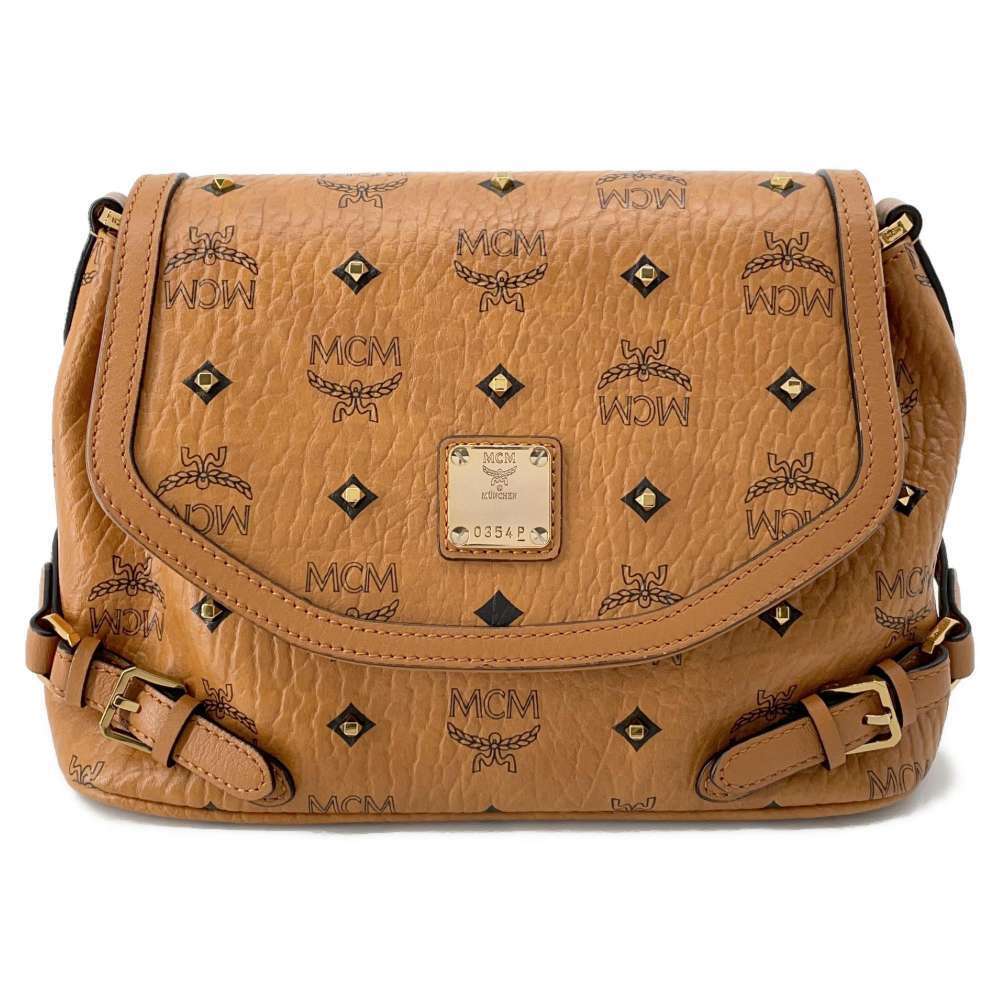 MCM Shoulder Bag Visetos Studded Leather